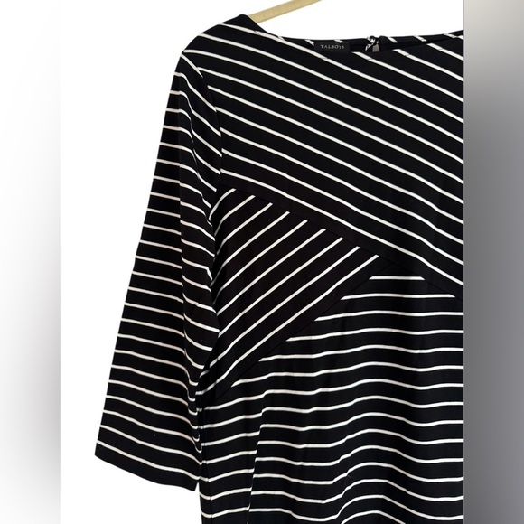 Talbots Striped Long Sleeve Knit Top Boatneck Stretch Nautical Black White Large - Picture 3 of 5